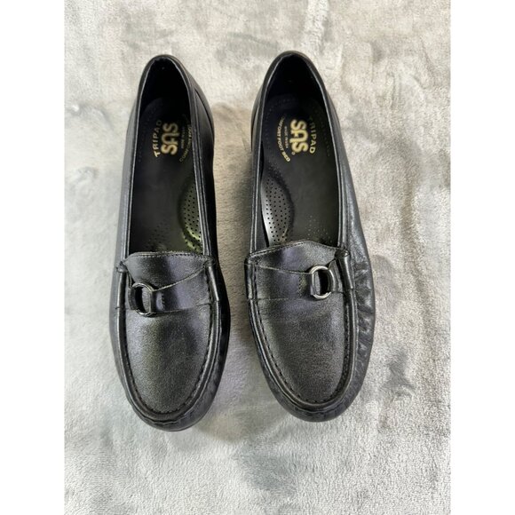 SAS Womens shoes 8M black leather comfort loafers slip on Tripad - Picture 1 of 15